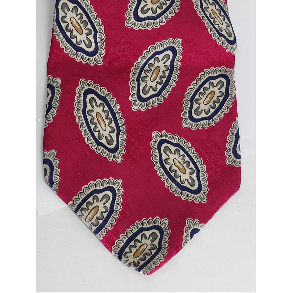 Ike Behar Men's Necktie 100% silk red patterned tie